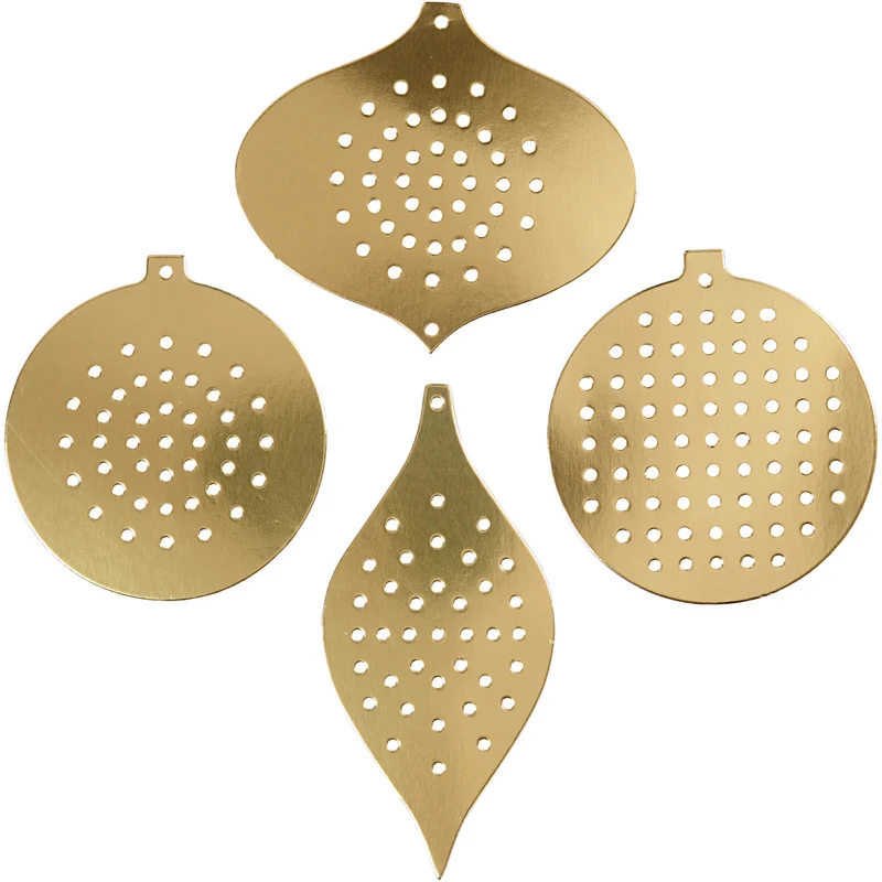 Stickkarten, Weihnachtsmotive, H 8,5-12 cm, Lochgröße 3 mm, Metallic-Gold, 8 Stk/ 1 Pck [HOB-219611]