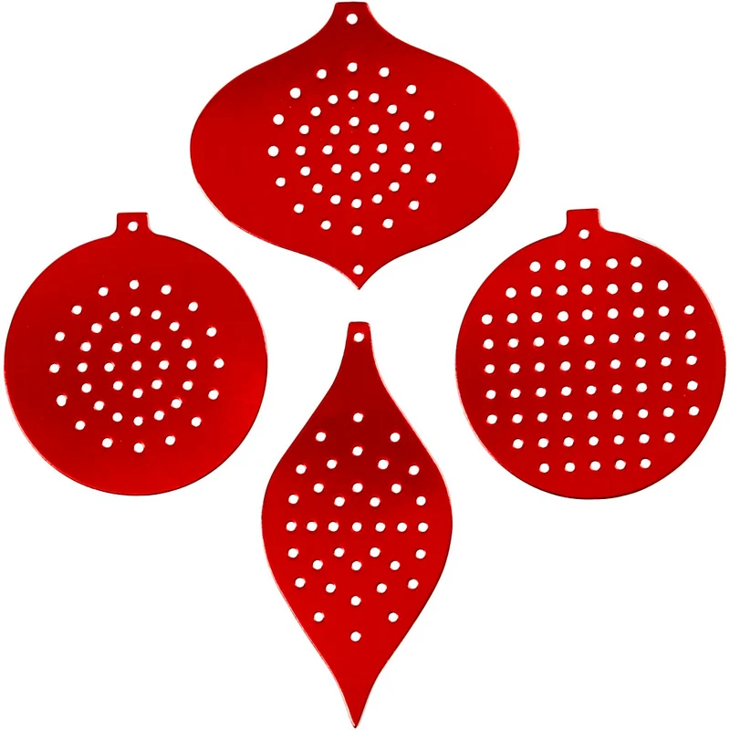 Stickkarten, Weihnachtsmotive, H 8,5-12 cm, Lochgröße 3 mm, Metallic-Rot, 8 Stk/ 1 Pck [HOB-219610]