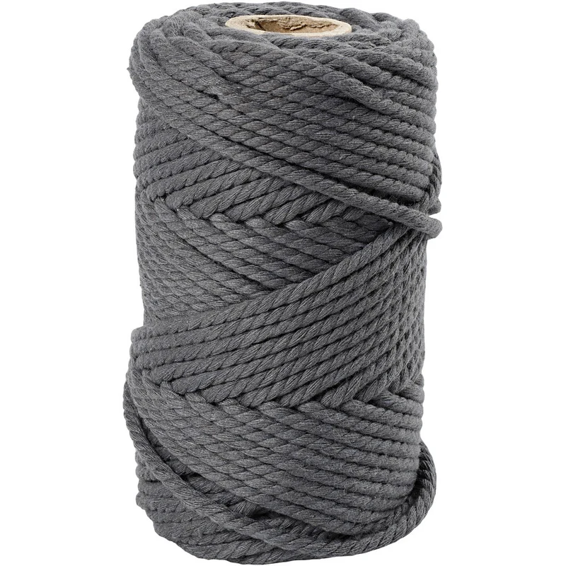Makramée-Kordel, L 55 M, D 4 mm, Grau, 330 g/ 1 Rolle [HOB-414754]