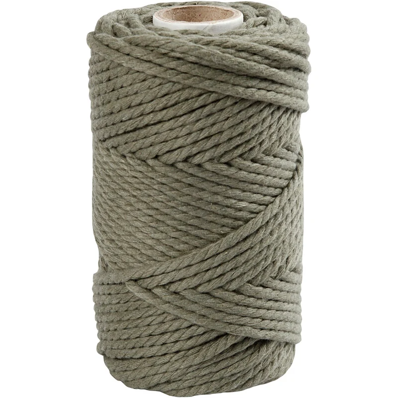 Makramée-Kordel, L 55 M, D 4 mm, Moosgrün, 330 g/ 1 Rolle [HOB-414753]