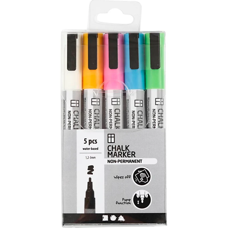 Kreidestifte, Strichstärke 1,2-3 mm, Kräftige Farben, 5 Stk/ 1 Pck [HOB-37385]
