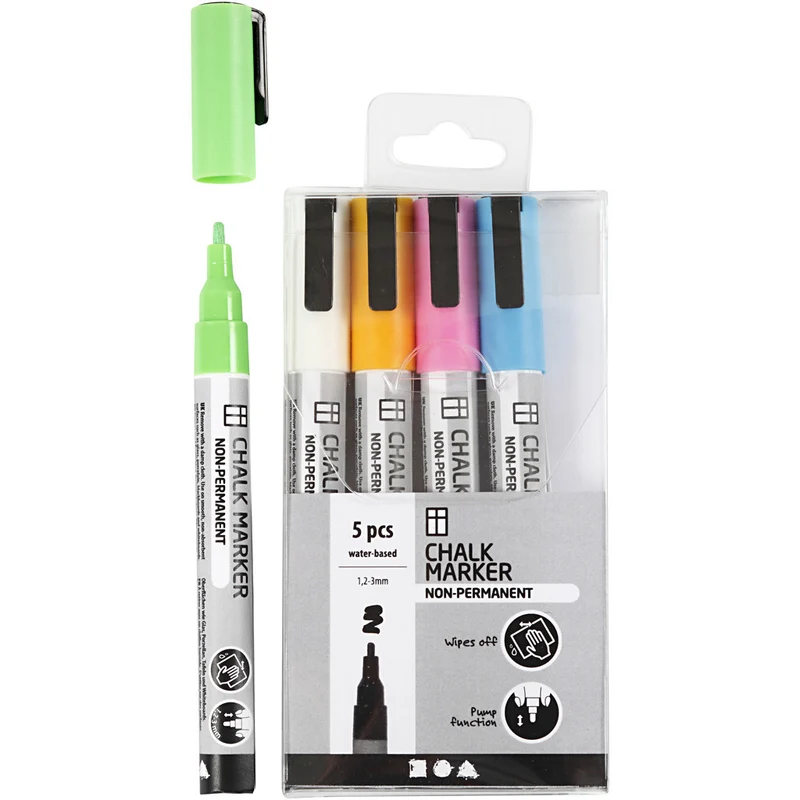 Kreidestifte, Strichstärke 1,2-3 mm, Kräftige Farben, 5 Stk/ 1 Pck [HOB-37385]