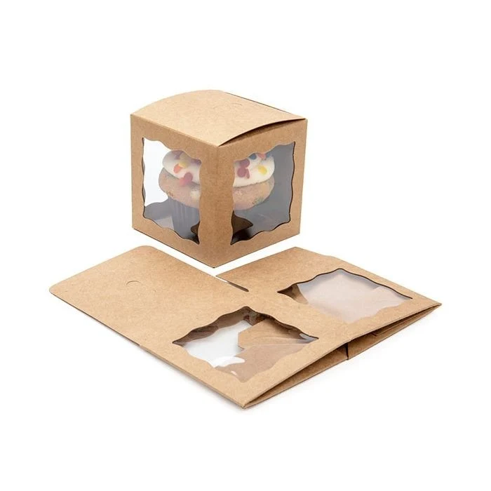 Geschenkschachteln Kraft Braun mit 3 Fenstern 7.5x7.5x7.5cm (25 Stück) [WKRG345]