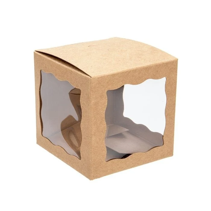 Geschenkschachteln Kraft Braun mit 3 Fenstern 7.5x7.5x7.5cm (25 Stück) [WKRG345]
