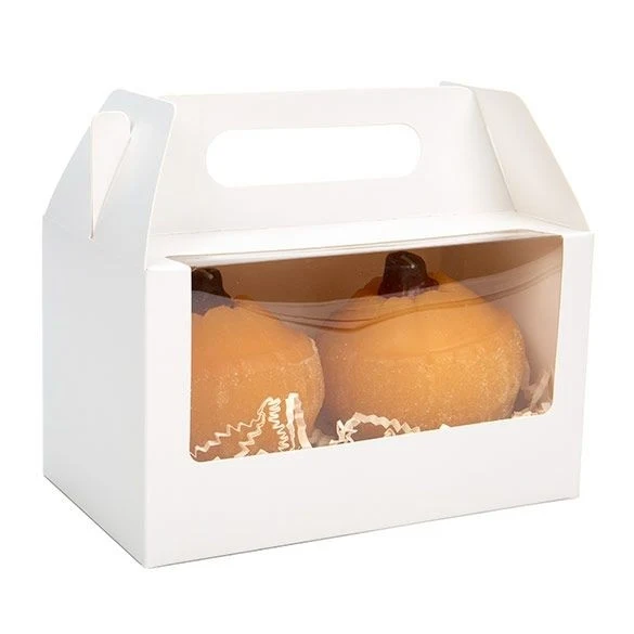 Papierboxen mit Griffen Weiß 17.8x10.2x10.2cm mit Sichtfenster (25 Stück) [WGWG173]