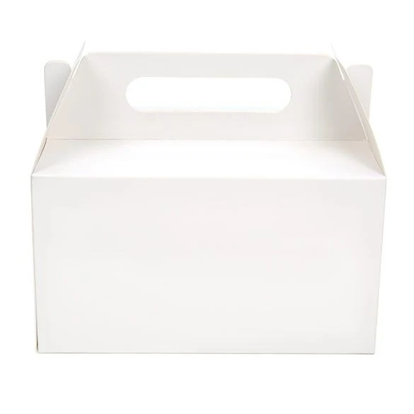 Papierboxen mit Griffen Weiß 17.8x10.2x10.2cm mit Sichtfenster (25 Stück) [WGWG173]