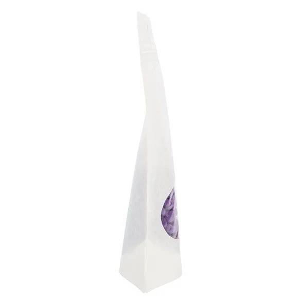 Öko Standbodenbeutel Kraft/Bioplastik Weiß 13x7.9x20.6cm | 113 Gramm mit Fenster (100 Stück) [ZBGEO3W]