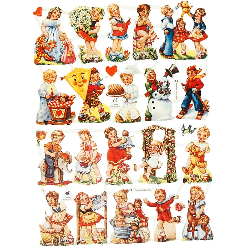 Vintage-Glanzbilder, Kinder nostalgisch, Blatt 16,5x23,5 cm, 2 Bl./ 1 Pck [HOB-19363]