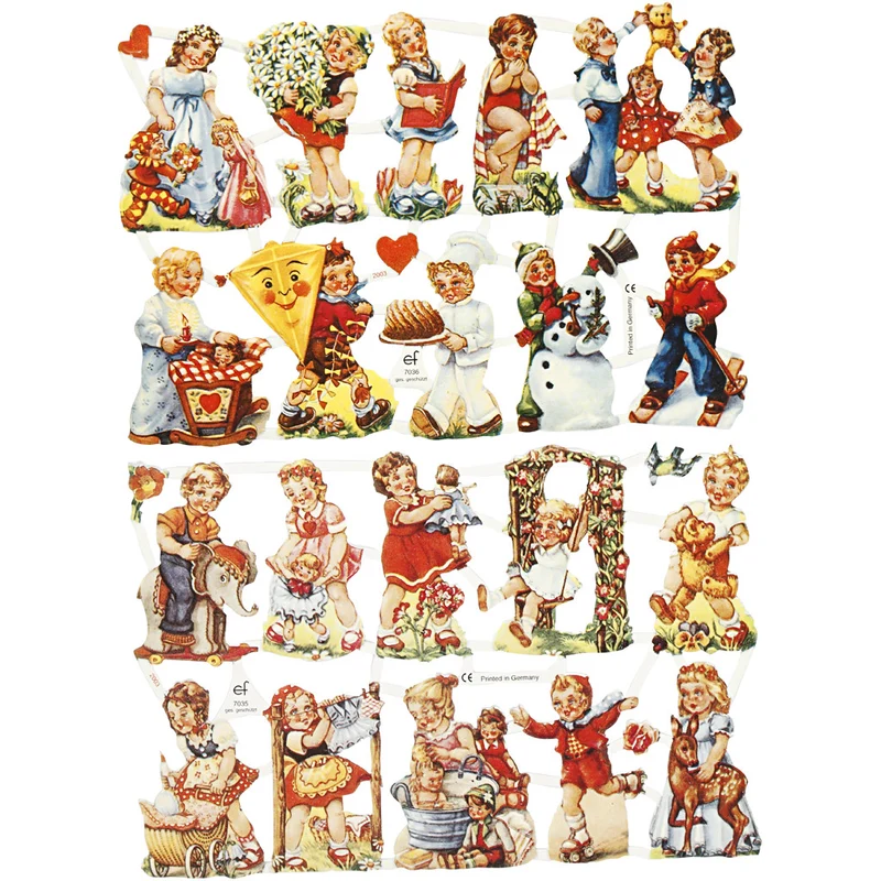 Vintage-Glanzbilder, Kinder nostalgisch, Blatt 16,5x23,5 cm, 2 Bl./ 1 Pck [HOB-19363]