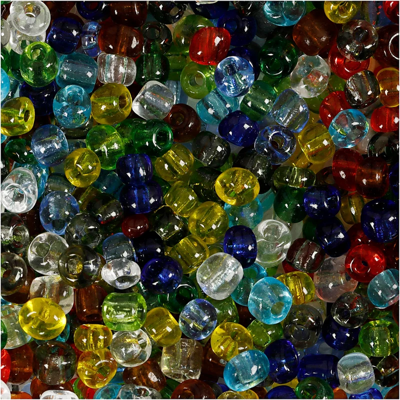 Rocailleperlen, D 4 mm, Größe 6/0, Lochgröße 0,9-1,2 mm, Glänzend transparent, 130 g/ 1 Pck [HOB-696723]