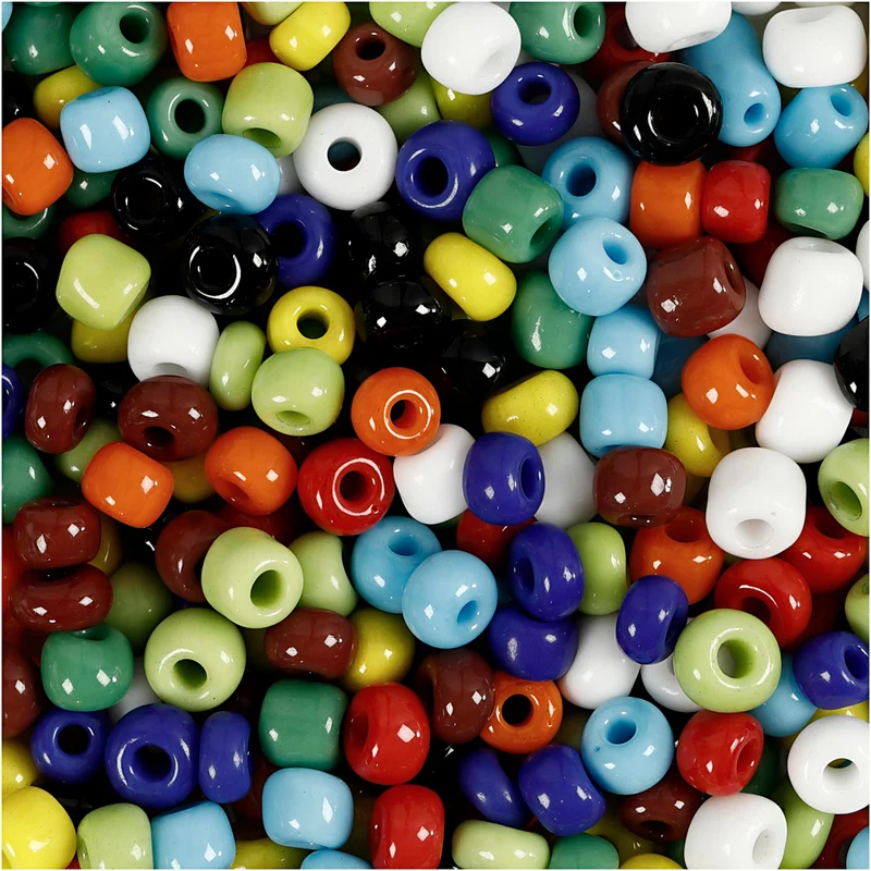 Rocailleperlen, D 4 mm, Größe 6/0, Lochgröße 0,9-1,2 mm, Sortierte Farben, 130 g/ 1 Pck [HOB-696703]