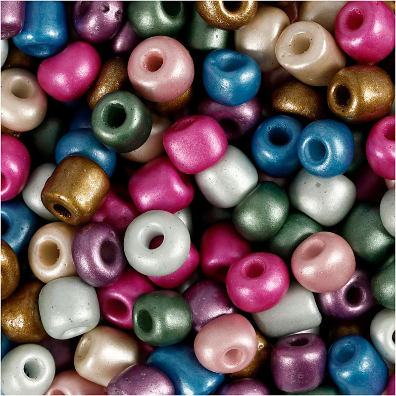 Rocailleperlen, D 5 mm, Größe 4/0, Lochgröße 1,2 mm, Metallic-Farben, 720 g/ 1 Dose [HOB-691203]