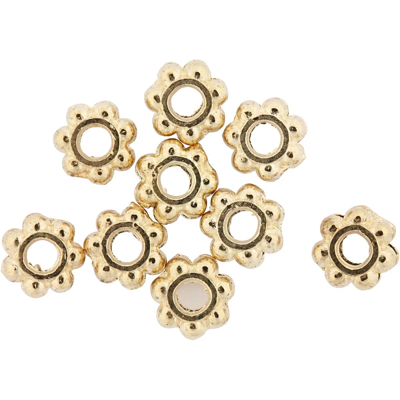 Abstandsperlen / Spacer, D 6 mm, Lochgröße 2 mm, Vergoldet, 100 Stk/ 1 Pck [HOB-61043]