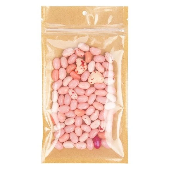 Druckverschlussbeutel Kraft/Transparent 10.2x16.5cm mit Einreißkerben (100 Stück) [HZB5KC]