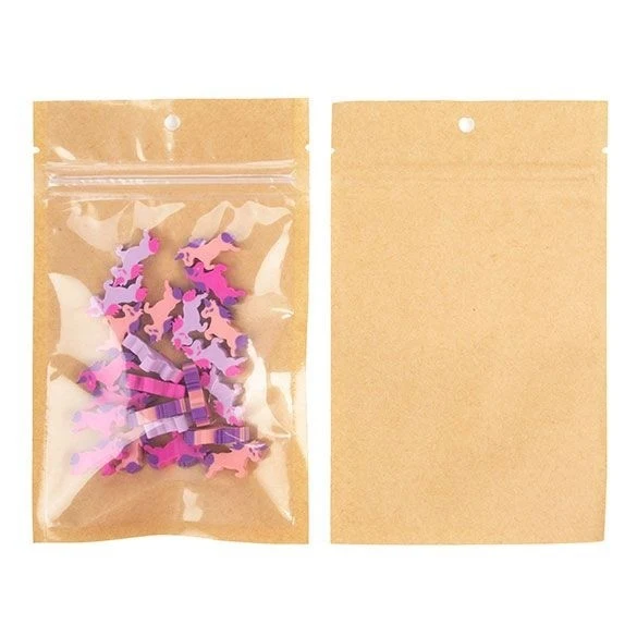 Druckverschlussbeutel Kraft/Transparent 9.2x12.7cm mit Einreißkerben (100 Stück) [HZB4KC]