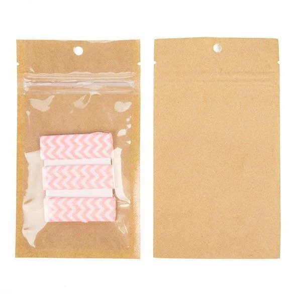 Druckverschlussbeutel Kraft/Transparent 7.6x11.4cm mit Einreißkerben (100 Stück) [HZB3KC]