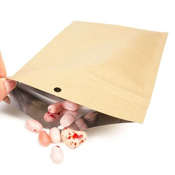 Druckverschlussbeutel Kraft 12.7x20.8cm mit Aufhängeloch (100 Stück) [HZBB6K]