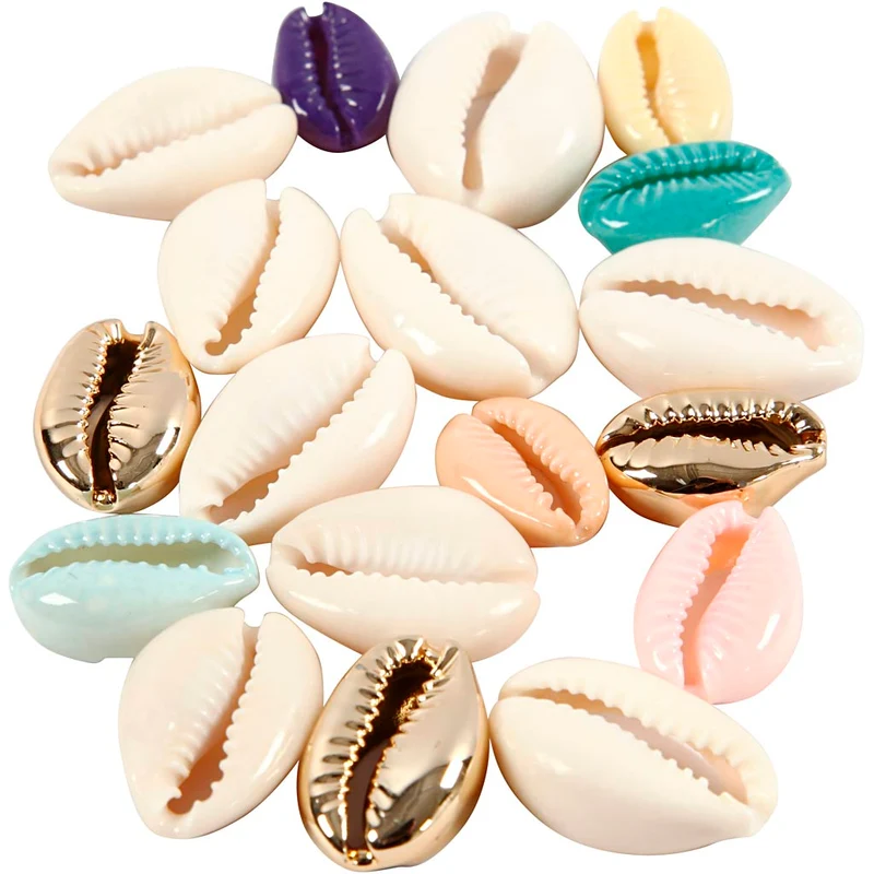 Muschelperlen, L 20 mm, Sortierte Farben, 75 Stk/ 1 Pck [HOB-61019]