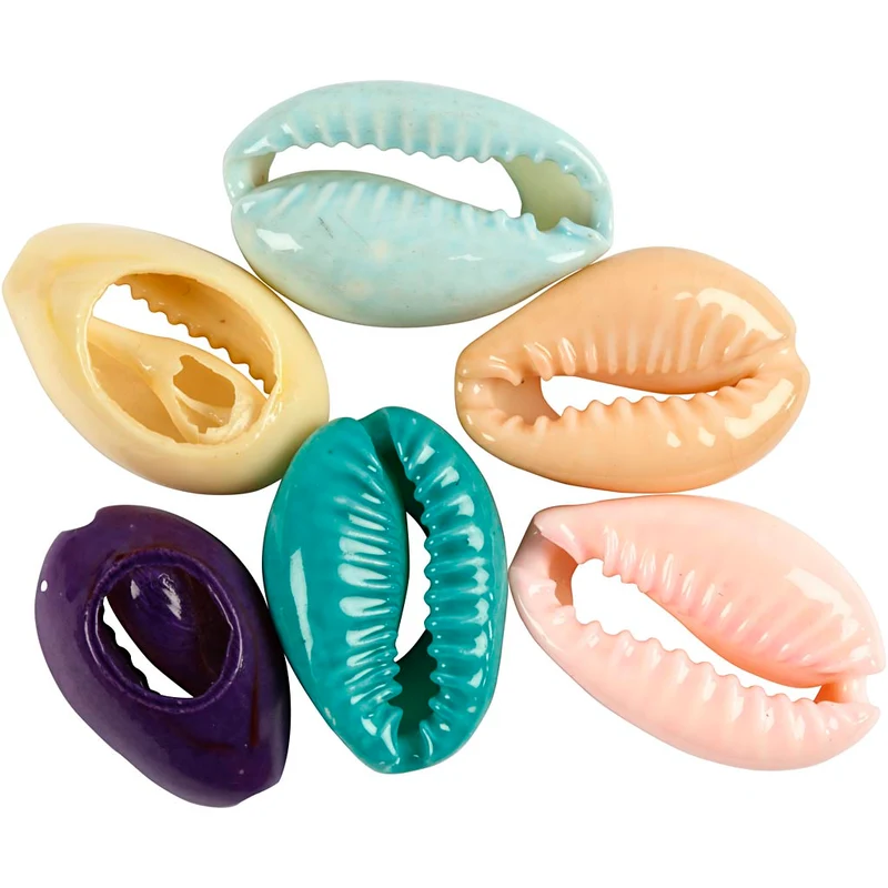 Muschelperlen, L 20 mm, Sortierte Farben, 6 Stk/ 1 Pck [HOB-61018]