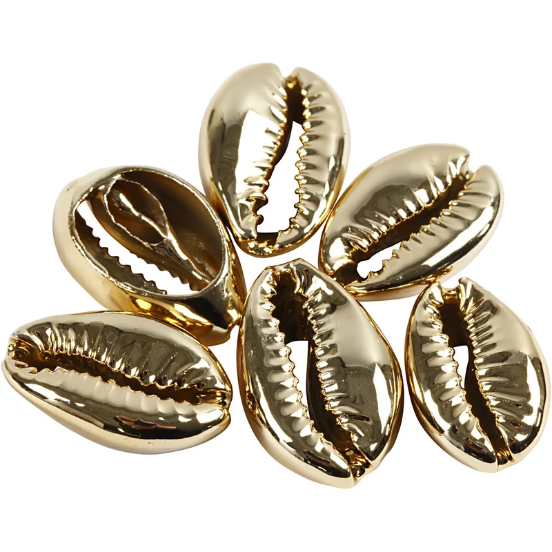Muschelperlen, L 20 mm, Vergoldet, 6 Stk/ 1 Pck [HOB-61017]