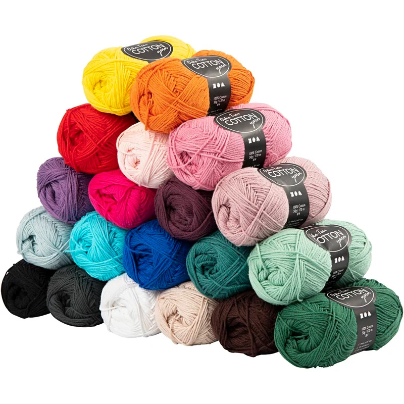 Baumwollgarn, Nr. 8/4, L 170 M, Inhalt kann variieren , Sortierte Farben, 20x50 g/ 1 Pck [HOB-43101]