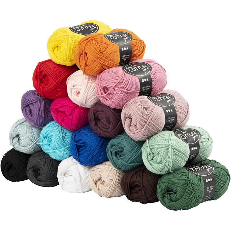 Baumwollgarn, Nr. 8/4, L 170 M, Inhalt kann variieren , Sortierte Farben, 20x50 g/ 1 Pck [HOB-43101]