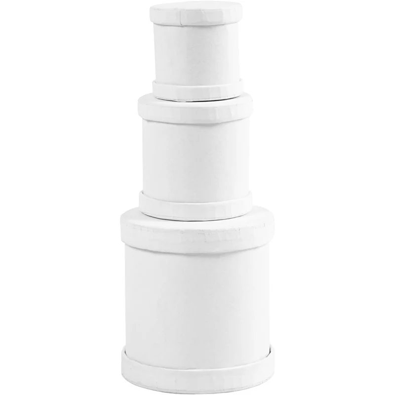 Trommel-Dosen, H 4+5+7 cm, D 4+5+6,5 cm, Weiß, 1 Set [HOB-26803]
