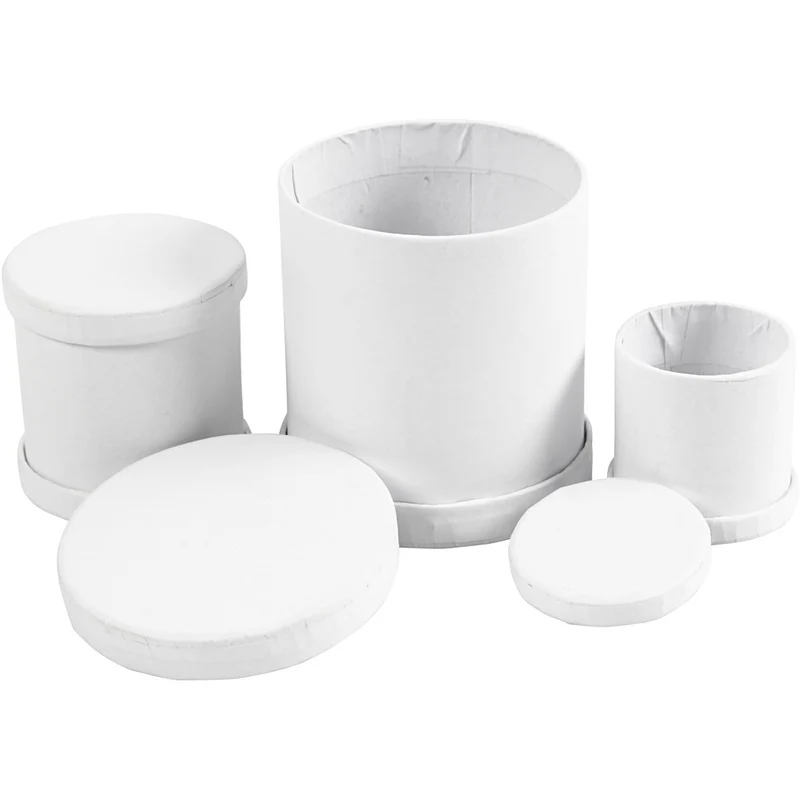 Trommel-Dosen, H 4+5+7 cm, D 4+5+6,5 cm, Weiß, 1 Set [HOB-26803]