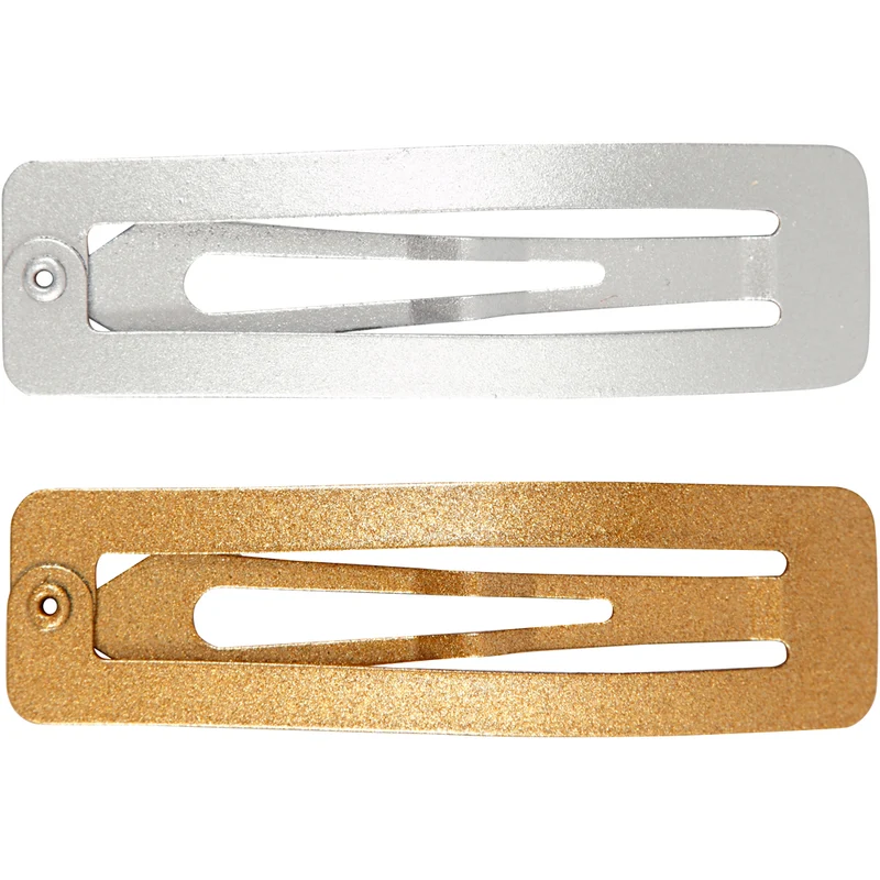 Haarspange, L 58 mm, B 16 mm, Gold, Silber, 4 Stk/ 1 Pck [HOB-600995]