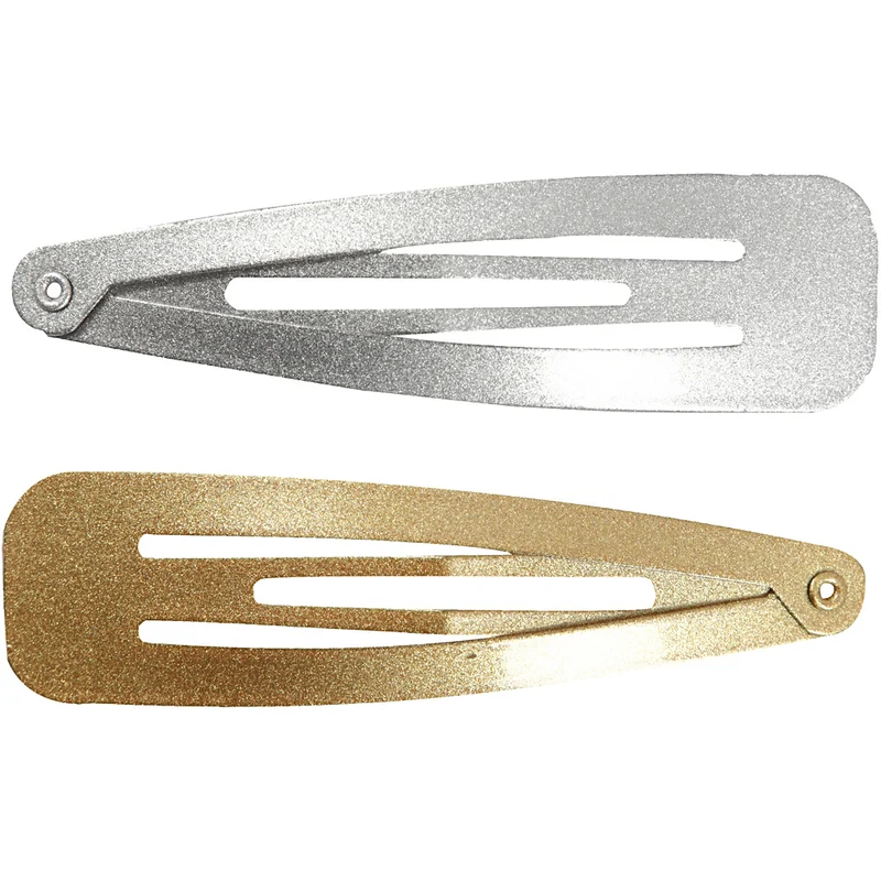Haarspange, L 66 mm, B 17 mm, Gold, Silber, 4 Stk/ 1 Pck [HOB-600994]