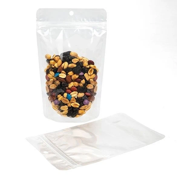 Standbodenbeutel Transparent 13x7.9x20.6cm | 110 Gramm mit Aufhängeloch (100 Stück) [ZBG3H]