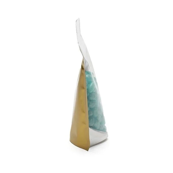 Standbodenbeutel Transparent/Gold 10.2x6x15.2cm | 57 Gramm mit Aufhängeloch (100 Stück) [ZBGG2H]