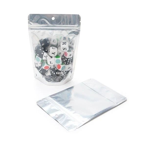 Standbodenbeutel Transparent/Schwarz 12x7.5x18.5cm | 110 Gramm mit Aufhängeloch (100 Stück) [ZBGB46H]