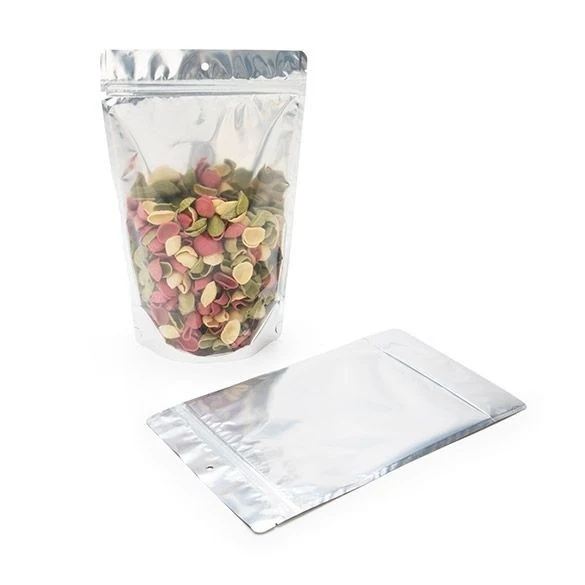 Standbodenbeutel Transparent/Schwarz 17.1x8.9x28.5cm | 340 Gramm mit Aufhängeloch (100 Stück) [ZBGB4H]