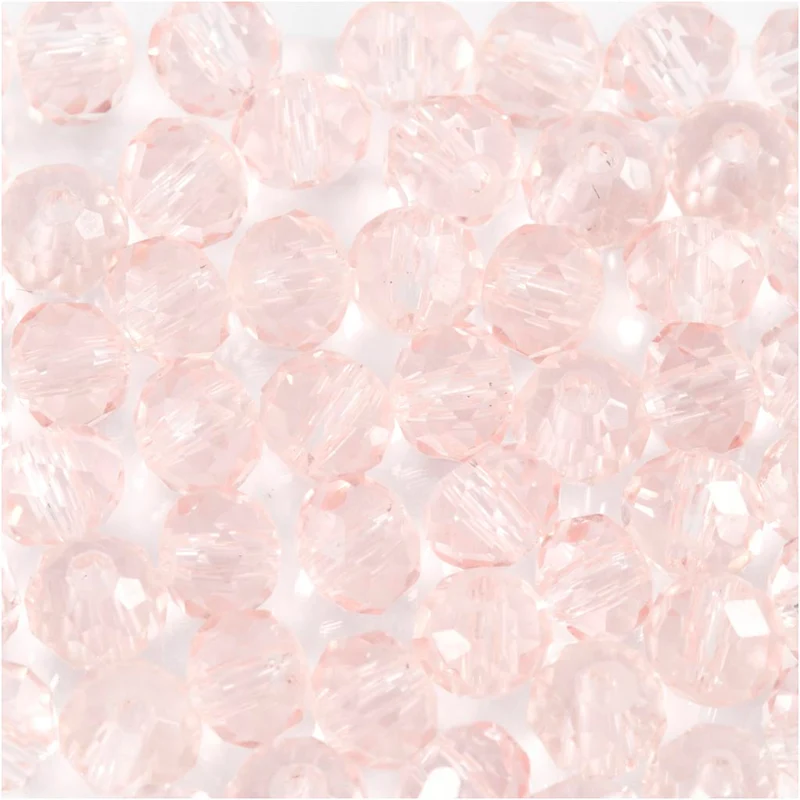 Glasperlen, D 4 mm, Lochgröße 1 mm, Hellrosa, 45 Stk/ 1 Pck [HOB-60992]