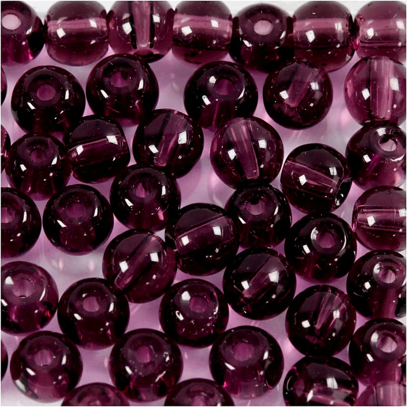 Glasperlen, D 4 mm, Lochgröße 1 mm, Flieder, 45 Stk/ 1 Pck [HOB-60990]