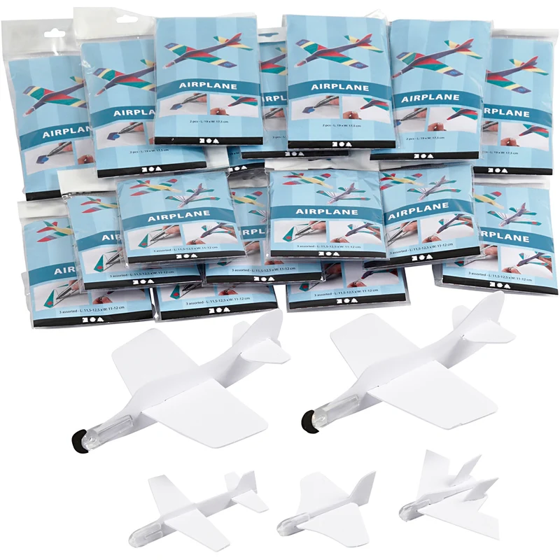 Flugzeug-Sortiment, L 11,5-19 cm, B 11-17,5 cm, Weiß, 50 Stk/ 1 Pck [HOB-51234]