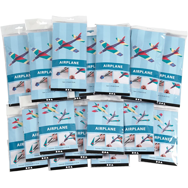 Flugzeug-Sortiment, L 11,5-19 cm, B 11-17,5 cm, Weiß, 50 Stk/ 1 Pck [HOB-51234]