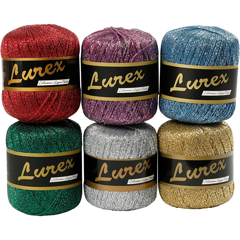Lurexgarn, L 160 M, Sortierte Farben, 6x25 g/ 1 Pck [HOB-42147]