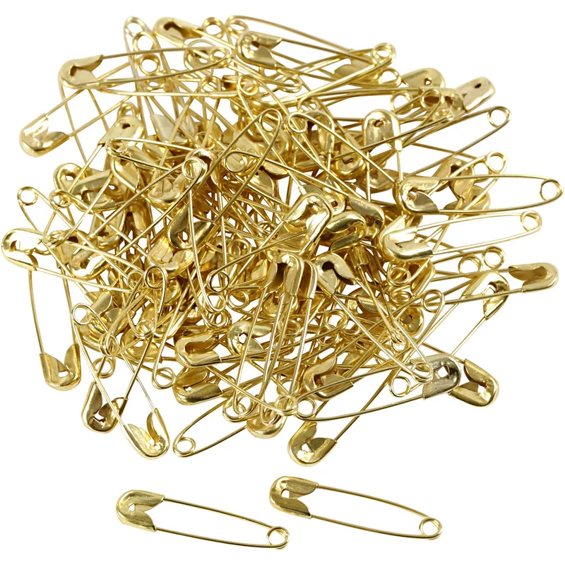 Sicherheitsnadeln, L 22 mm, Dicke 0,6 mm, Gold, 100 Stk/ 1 Pck [HOB-41136]