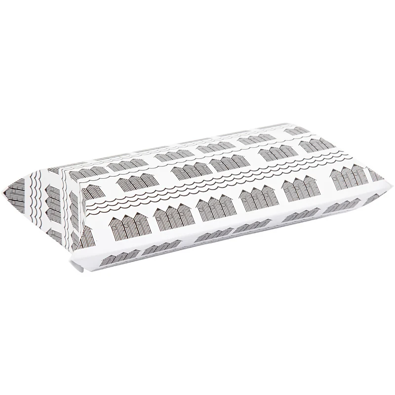 Faltbare Geschenkbox, Badehaus, Größe 18x15x6 cm, 300 g, Schwarz, Weiß, 3 Stk/ 1 Pck [HOB-25365]