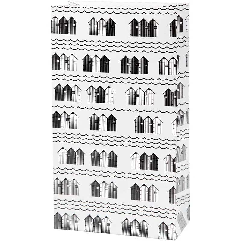 Papiertüten, H 21 cm, Größe 6x12 cm, 80 g, Schwarz, Weiß, 10 Stk/ 1 Pck [HOB-25363]