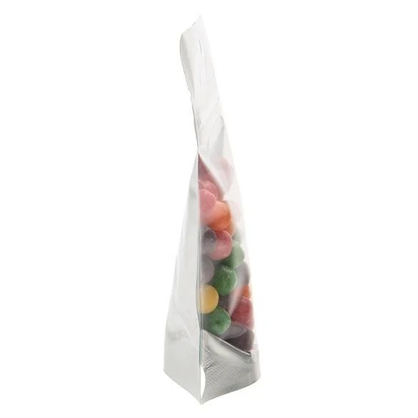 Standbodenbeutel Transparent/Silber 8x5x13cm | 28 Gramm mit Aufhängeloch (100 Stück) [ZBGS1H]