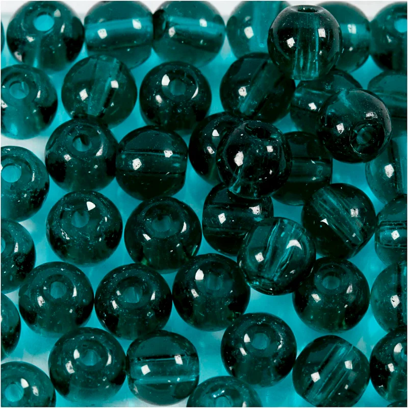 Glasperlen, D 4 mm, Lochgröße 1 mm, Grün, 45 Stk/ 1 Pck [HOB-60988]