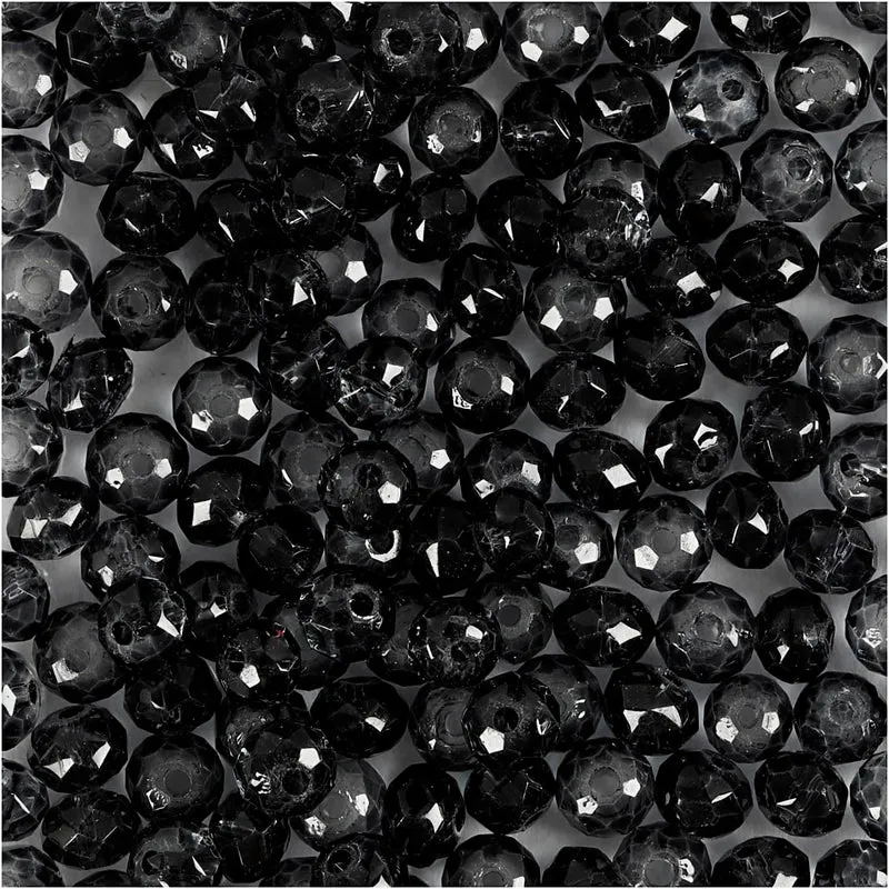 Glasschliffperlen, D 4 mm, Lochgröße 1 mm, Grau, 45 Stk/ 1 Pck [HOB-60983]