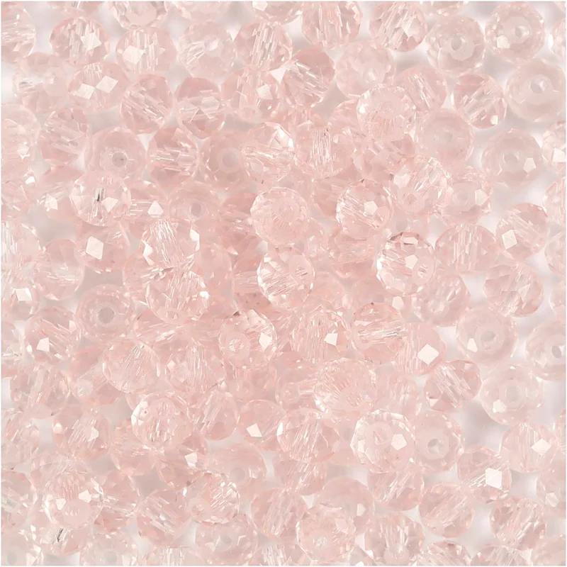 Glasschliffperlen, D 4 mm, Lochgröße 1 mm, Hellrosa, 45 Stk/ 1 Pck [HOB-60982]