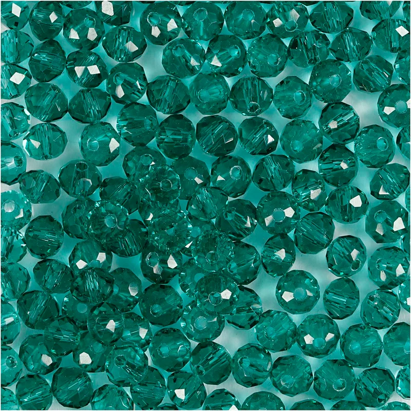 Glasschliffperlen, D 4 mm, Lochgröße 1 mm, Grün, 45 Stk/ 1 Pck [HOB-60978]