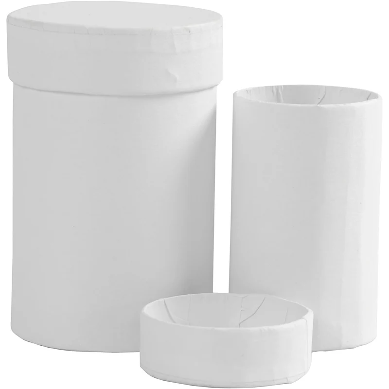 Runde Deckelkartons, H 7+9 cm, Größe 4,5+6 cm, Weiß, 2 Stk/ 1 Set [HOB-504323]