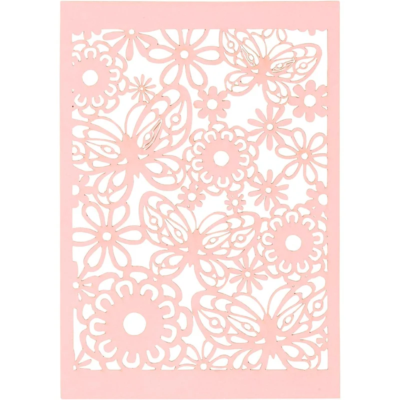 Karton mit Spitze, Blatt 10,5x15 cm, 200 g, Rosa, 10 Stk/ 1 Pck [HOB-216919]