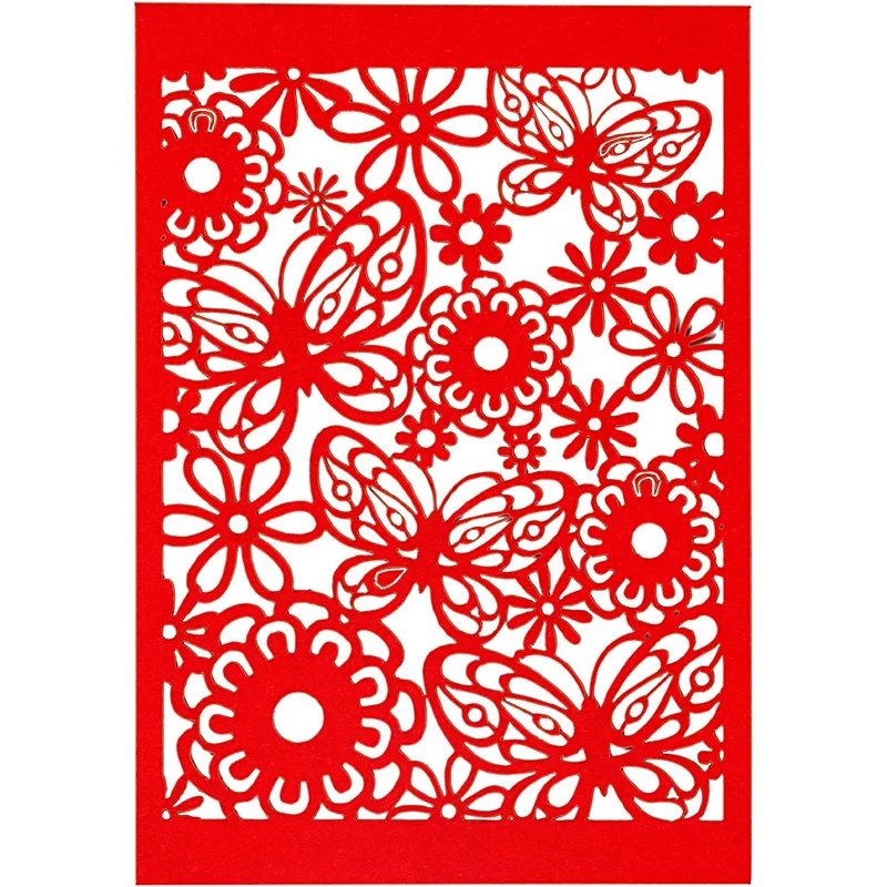 Karton mit Spitze, Blatt 10,5x15 cm, 200 g, Rot, 10 Stk/ 1 Pck [HOB-216913]